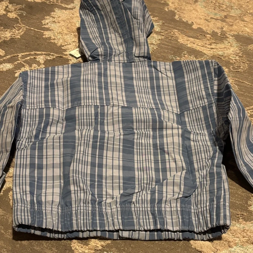 GAP Kids Anorak Zipper Plaid Blue Jacket - Picture 5 of 5